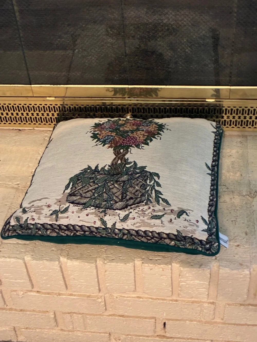 Vintage Riverdale embroidered Floral Topiary pillow